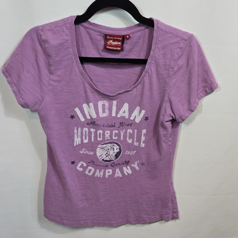 INDIAN MOTORCYCLE Lavender Scoop Neck Slub Tee Ladies Small